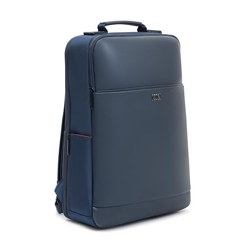 ICON The Professional Laptop Backpack 20L | Premium Vegan Leather, Fits 15.6" Laptops | USB Charging Port,YKK Zippers, Luggage Sleeve, Water-Resistant & Multipurpose Unisex Bag (Blue) - Image 1