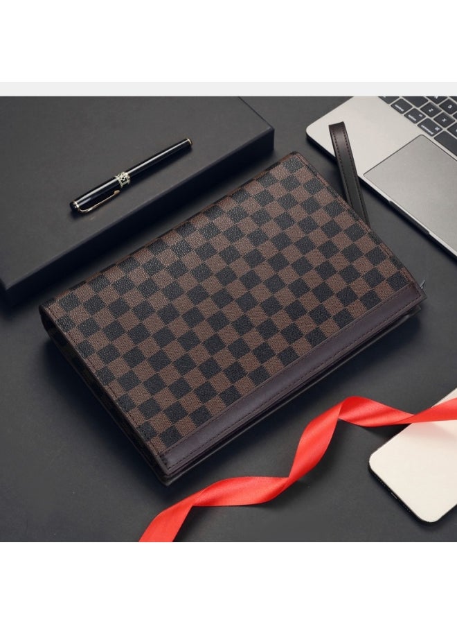 Men's Business Casual Plaid Texture Clutch Bag, Large-capacity Wallet Card Holder Coin Purse Passport Bag Phone Bag, Large-capacity Gentleman Style Tote Bag Briefcase President Bag Gents Bag  - Image 4