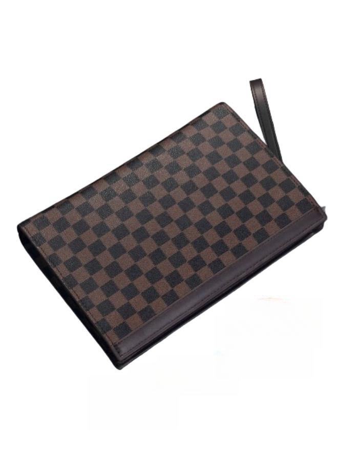Men's Business Casual Plaid Texture Clutch Bag, Large-capacity Wallet Card Holder Coin Purse Passport Bag Phone Bag, Large-capacity Gentleman Style Tote Bag Briefcase President Bag Gents Bag  - Image 1