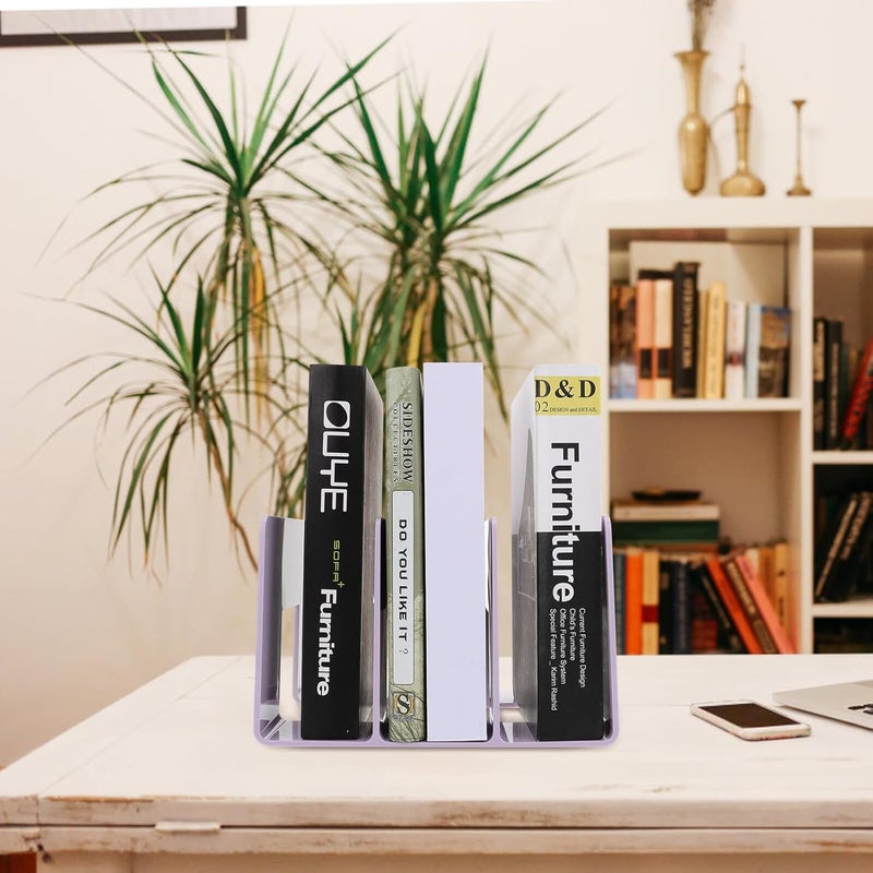 TIDTALEO Acrylic Bookend Desktop Organizer Sturdy Purple Book Rack for Office Home Classroom Multifunctional Bookshelf Divider for Thick Textbooks and Binders - Image 5