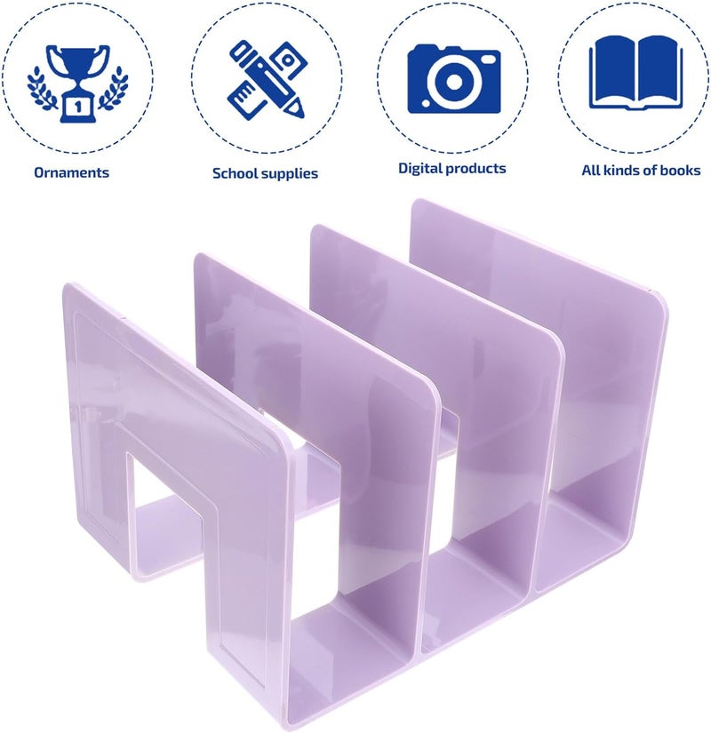 TIDTALEO Acrylic Bookend Desktop Organizer Sturdy Purple Book Rack for Office Home Classroom Multifunctional Bookshelf Divider for Thick Textbooks and Binders - Image 4
