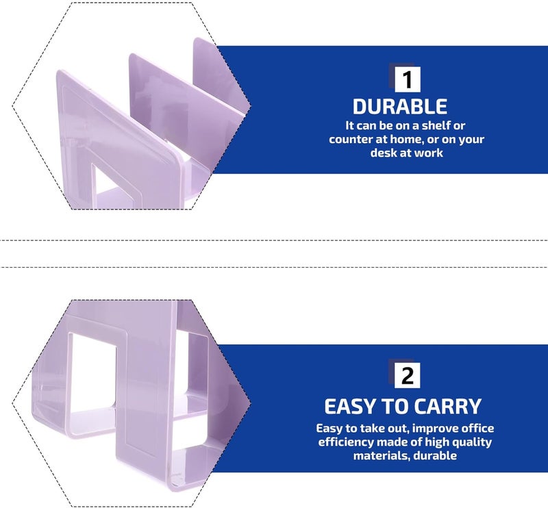 TIDTALEO Acrylic Bookend Desktop Organizer Sturdy Purple Book Rack for Office Home Classroom Multifunctional Bookshelf Divider for Thick Textbooks and Binders - Image 3