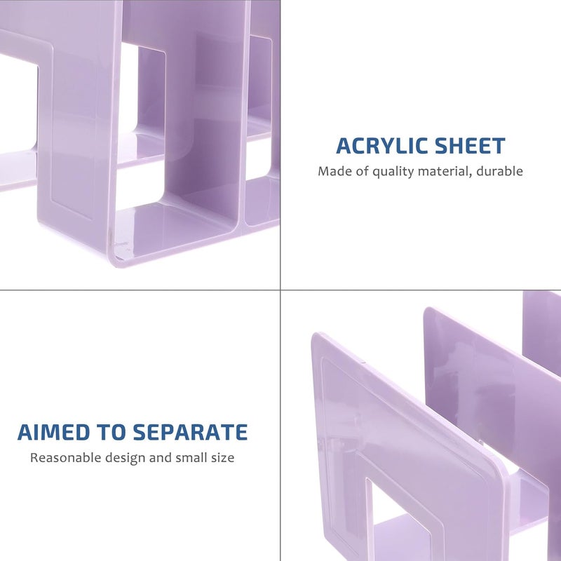 TIDTALEO Acrylic Bookend Desktop Organizer Sturdy Purple Book Rack for Office Home Classroom Multifunctional Bookshelf Divider for Thick Textbooks and Binders - Image 2
