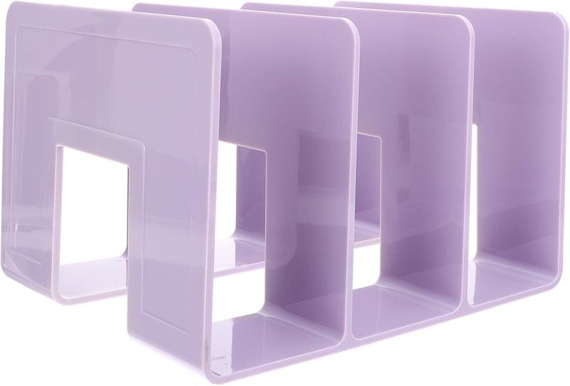 TIDTALEO Acrylic Bookend Desktop Organizer Sturdy Purple Book Rack for Office Home Classroom Multifunctional Bookshelf Divider for Thick Textbooks and Binders - Image 1
