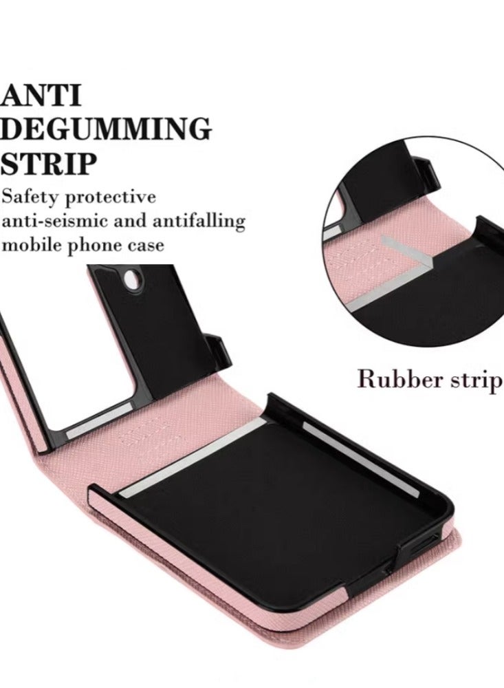 Arabest Pink OPPO Find N3 Flip Phone Case with Ring Card Slot and Small Folding Screen, Protective Cover - Image 5