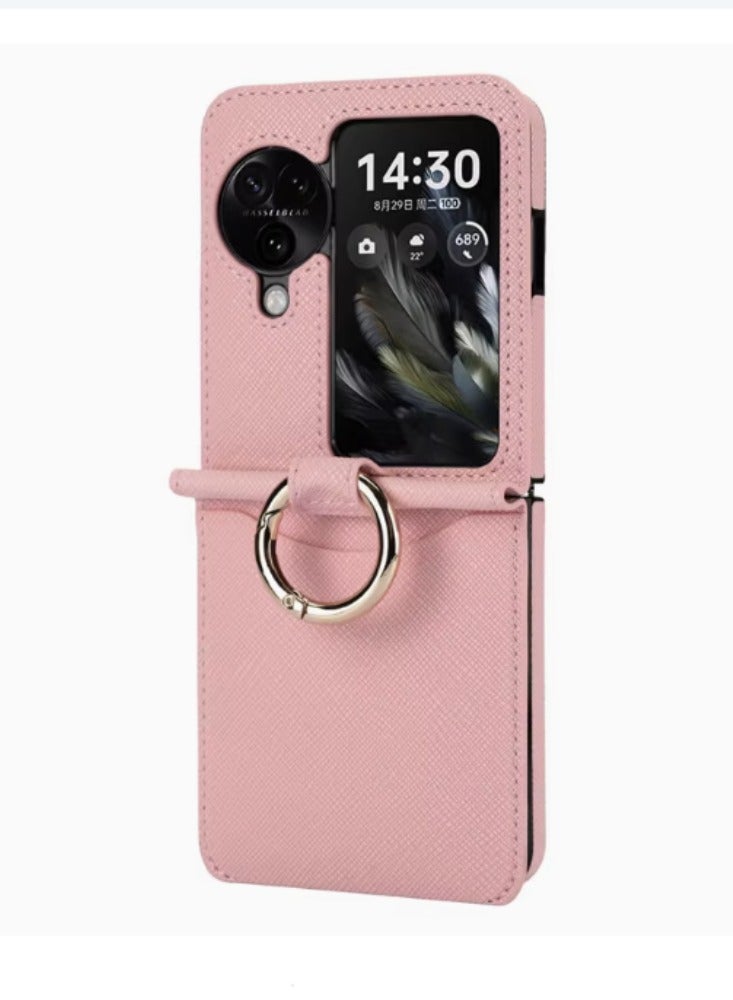 Arabest Pink OPPO Find N3 Flip Phone Case with Ring Card Slot and Small Folding Screen, Protective Cover - Image 1