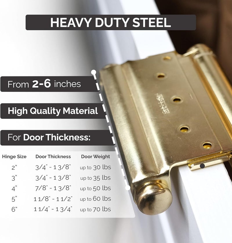 Hinge Outlet Adjustable Double Action Spring Hinge, Saloon, Swinging or Cafe Door Hinges - Highly Rust-Resistant, Self-Closing, Dual-Swing (6 Inch, Matte Black) - Image 2