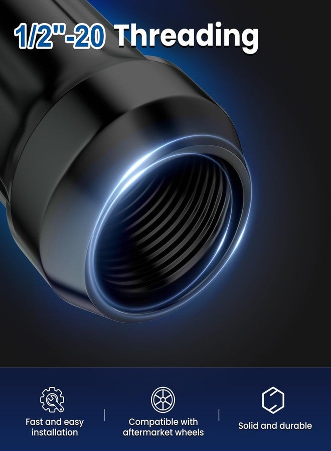 GAsupply صواميل عجلات GAsupply سوداء مقاس 1/2-20، صواميل ضبط ذات طرف مغلق مسنن مقاس 1/2 × 20، ارتفاع 1.38 بوصة، مقعد سداسي مخروطي 3/4 بوصة بزاوية 60 درجة، عبوة من 20 قطعة مع مفتاح واحد للصواميل - Image 4