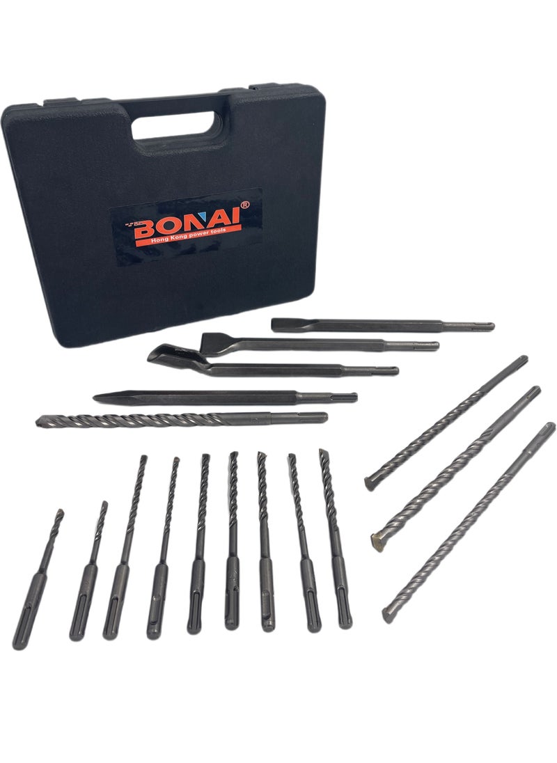 BONAI - 17 Pc SDS Hammer Drill Bit And Chisel Set - Image 1