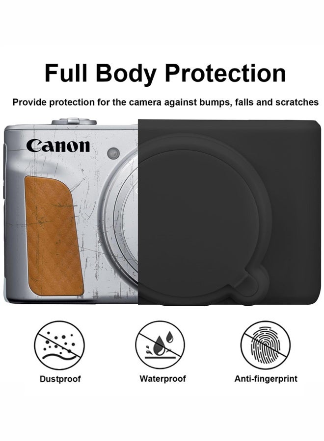 Silicone Case Compatible for Canon Powershot SX740 SX730 HS Digital Camera Soft Rubber SX740 HS Protective Sleeve with Removable Lens Cover a Tempered Glass Screen Protector Anti Slip Anti Scratch, Black - Image 3