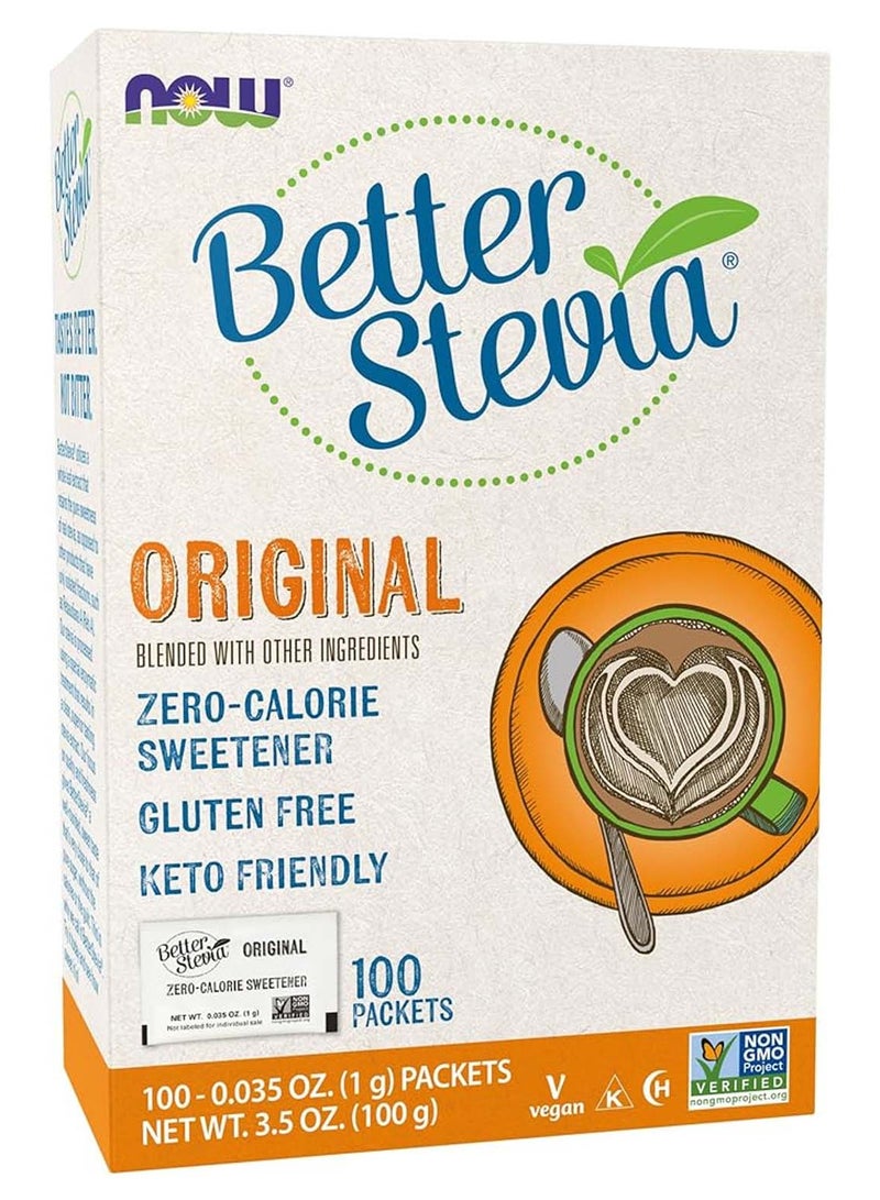 now Better Stevia, Zero-Calorie Sweetener, Original, 100 Packets, 3.5 oz (100 g) - Image 1