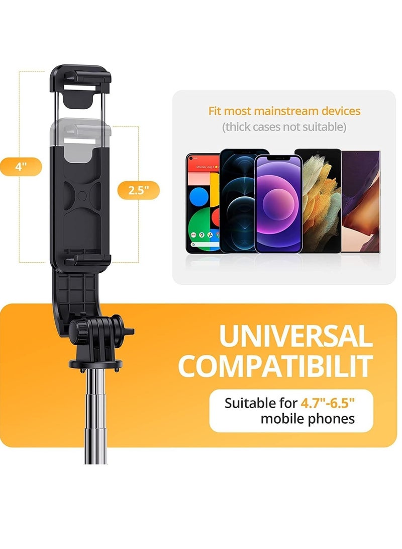 إلترازون Elite 4 in 1 Lighted Selfie Stick With Tripod, Bluetooth Remote, 3 Light Modes & 6 Brightness Level,360° Rotation, Portable Floor Desktop Tripod, For iPhones & Android, For Broadcast, Black - Image 4