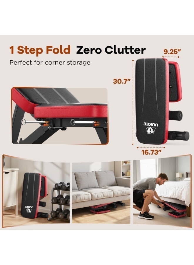 UUKEE Adjustable Foldable Weight Bench for Home Gym Strength Training, 660LBS Capacity, 8-Level Backrest - Image 2