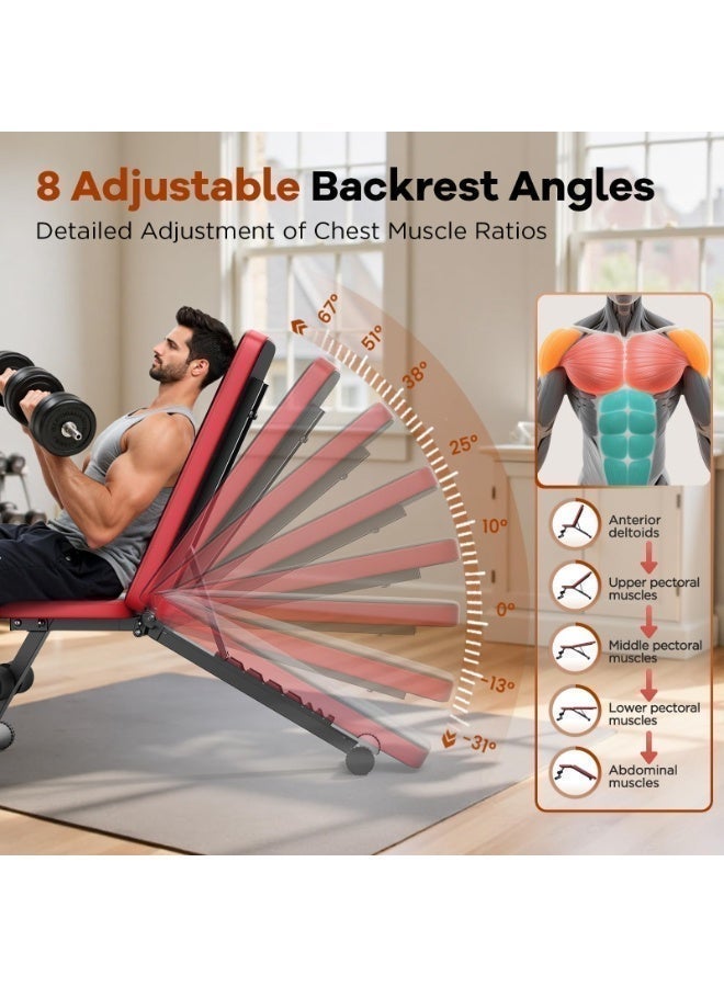UUKEE Adjustable Foldable Weight Bench for Home Gym Strength Training, 660LBS Capacity, 8-Level Backrest - Image 4