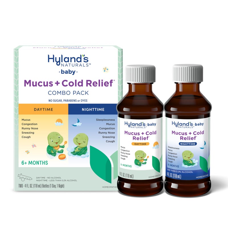 Hyland's Baby Mucus and Cold Relief, Day and Night Value Pack, Infant And Baby Cold Medicine, Decongestant And Cough Relief, 8 Fl Oz - Image 1