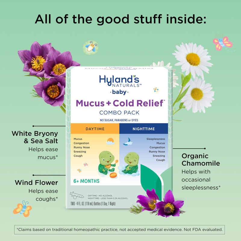 Hyland's Baby Mucus and Cold Relief, Day and Night Value Pack, Infant And Baby Cold Medicine, Decongestant And Cough Relief, 8 Fl Oz - Image 3