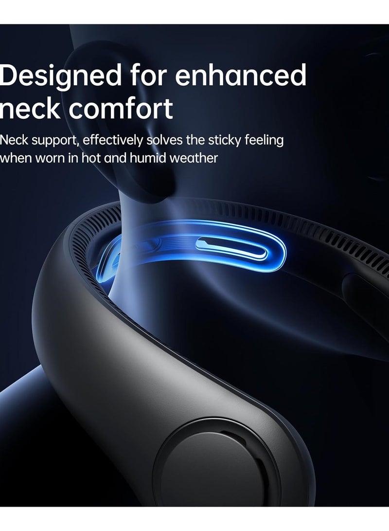 JISULIFE Portable Neck Fan 4 - 5000mAh, Neckbrace Personal Hands Free, 5 Speed Gears Adjustment, Wearable Bladeless Quiet Rechargeable for Outdoor Indoor, Gifts for Women Men-  Black - Image 2