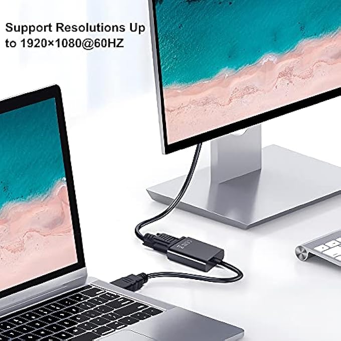 rayihni HDMI TO VGA ADAPTER, 1080P FULL HD HDMI TO VGA CONVERTER (MALE TO FEMALE) FOR PC, LAPTOP, MONITOR, PROJECTOR, XBOX AND MORE, BLACK - Image 3