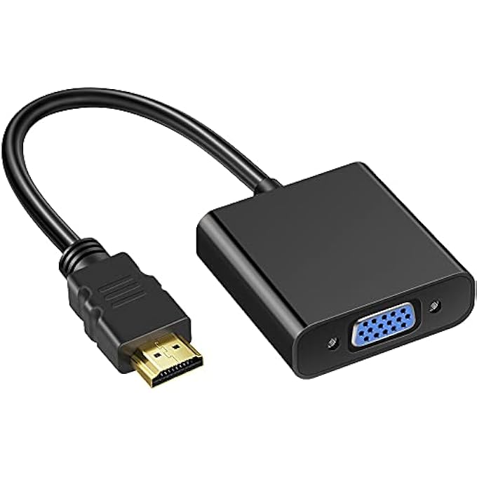 rayihni HDMI TO VGA ADAPTER, 1080P FULL HD HDMI TO VGA CONVERTER (MALE TO FEMALE) FOR PC, LAPTOP, MONITOR, PROJECTOR, XBOX AND MORE, BLACK - Image 1