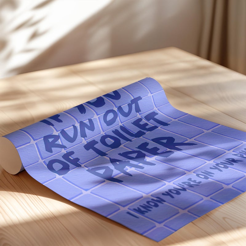 TNESSENTIAL Blue Text Me If You Run Out of Toilet Paper Funny Bathroom Art Poster or Canvas Print, Typography Art, Humorous Toilet Print, Girly Wall Art - Image 2