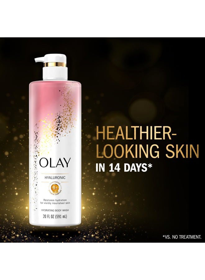 Olay Body Wash for Women, Intensely Hydrating, Hyaluronic Acid Serum Complex, Renews Moisture, Vitamin B3 Lameller Technology, For All Skin Types, 20 fl oz (Pack of 4) - Image 5