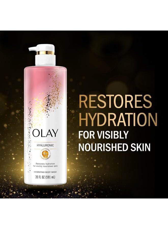 Olay Body Wash for Women, Intensely Hydrating, Hyaluronic Acid Serum Complex, Renews Moisture, Vitamin B3 Lameller Technology, For All Skin Types, 20 fl oz (Pack of 4) - Image 4