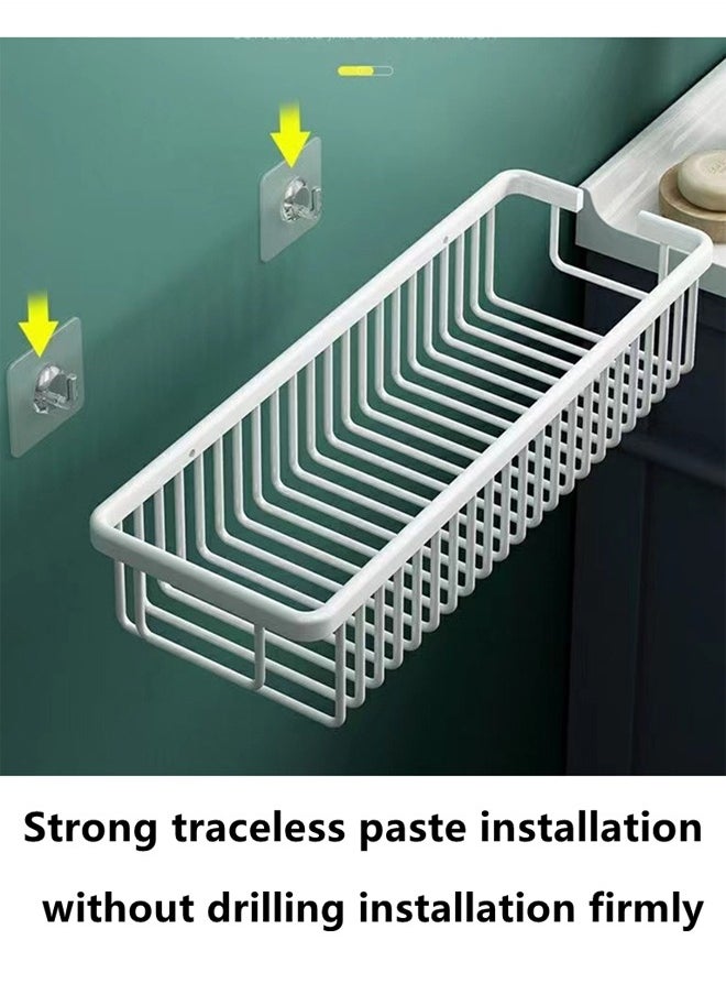 Kutis 2-Pieces Set Metal Material Bathroom Shelf Shower Shampoo Soap Organizer Wall Mounts Storage Rack White 30 x 13.5 x 7.7 Centimeter  - Image 4