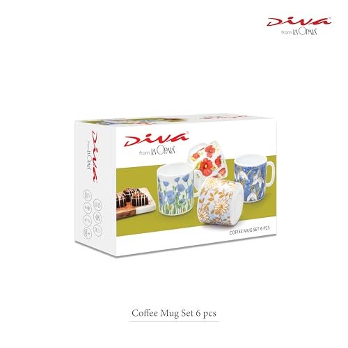La Opala Diva, Opal Glass Crockery | Coffee Mug Cylinder Regular, Set of 6 | Citron Weave, 190 ml | for Tea & Coffee | Microwave Safe | 100% Vegetarian | Extra Strong | Super Light | Super White - Image 4