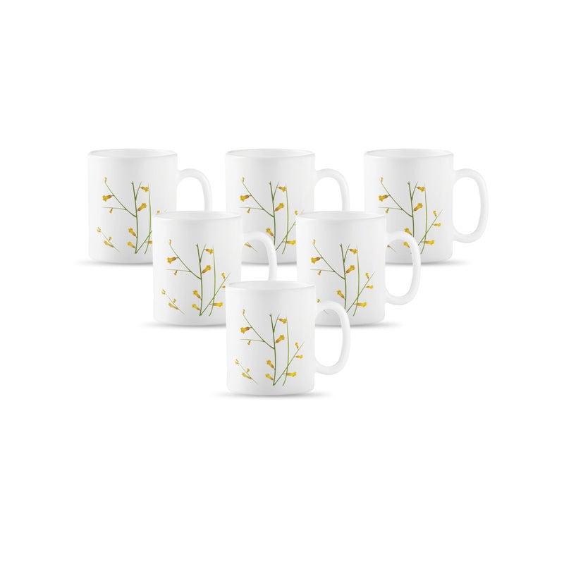 La Opala Diva, Opal Glass Crockery | Coffee Mug Cylinder Regular, Set of 6 | Citron Weave, 190 ml | for Tea & Coffee | Microwave Safe | 100% Vegetarian | Extra Strong | Super Light | Super White - Image 5