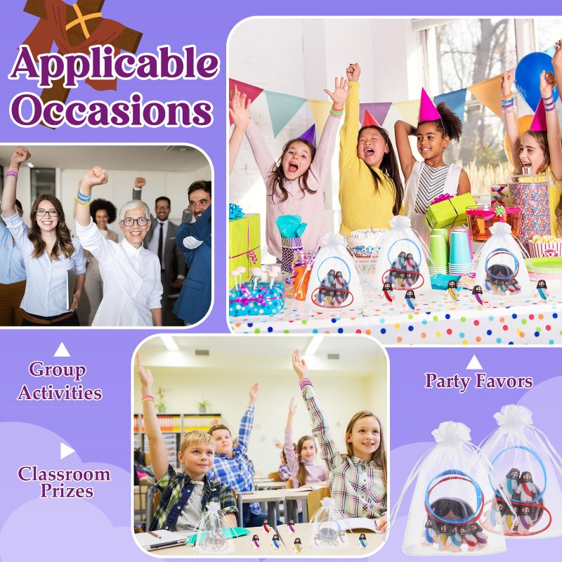 Bememo Multicolored 25 Sets Christian Religious Gifts Sets Little Jesus Figure Silicone Jesus Loves You Bracelets Inspiring Stickers for Easter Church Party Baptism Gifts (Plain) - Image 3
