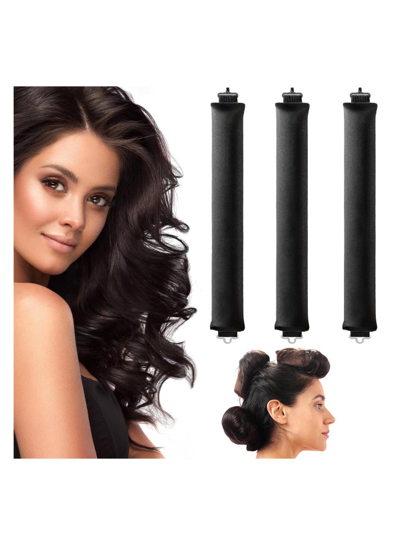 KHAJUL 3 PCS Heatless Hair Curler, Rods with Hook, Heatless Curling Rod for All Hair Types (Black) - Image 2