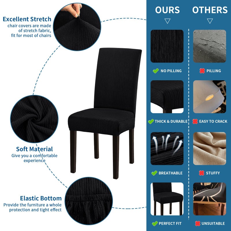 Fafua Stretch Dining Room Chair Covers Set of 6, Removable Washable Chair Covers for Dining Chairs,Dining Room, Hotel, Ceremony - Image 3