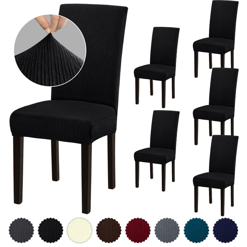 Fafua Stretch Dining Room Chair Covers Set of 6, Removable Washable Chair Covers for Dining Chairs,Dining Room, Hotel, Ceremony - Image 1