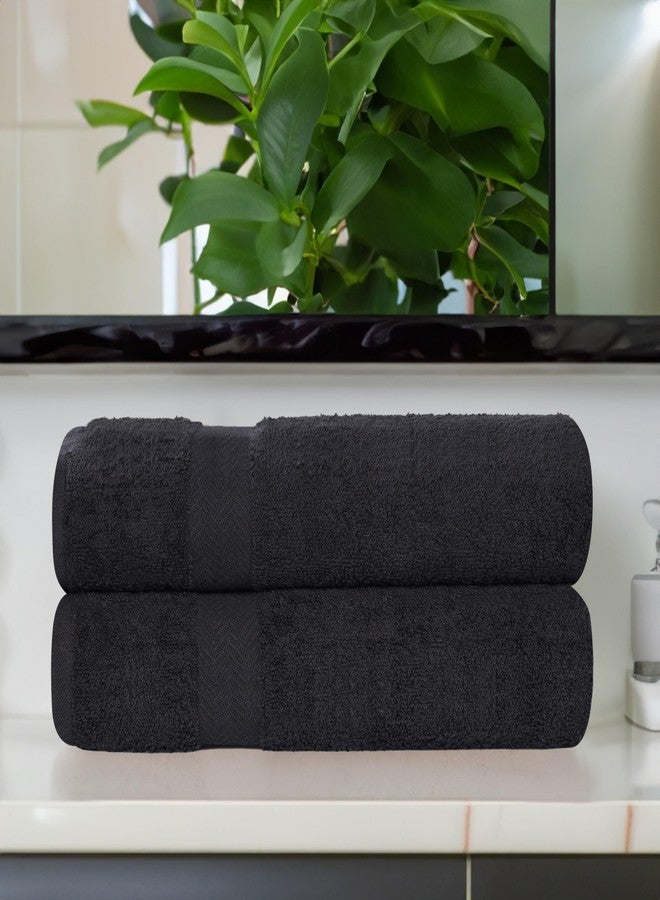 SUPERIOR 2-Piece Cotton Bath Sheet Set, Large Towels for Body, Quick Dry, Bathroom Essentials, Guest/Master Bath, Shower, Home Accessories, Apartment, Airbnb, Franklin Collection, Black - Image 2