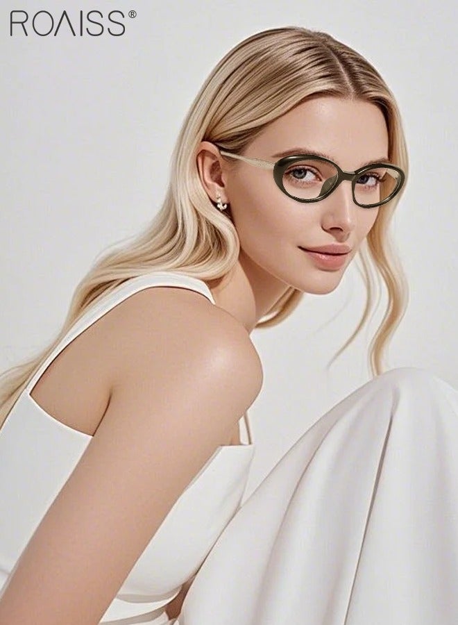 roaiss 2Pcs Oval Small Frame Fashion Blue Light Glasses for Women, Blue Light Filter, Suitable for Daily Outfit, Party Decor, Computer Office, Gaming, Everyday Use, Comfortable to Wear - Image 2