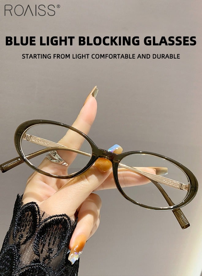 roaiss 2Pcs Oval Small Frame Fashion Blue Light Glasses for Women, Blue Light Filter, Suitable for Daily Outfit, Party Decor, Computer Office, Gaming, Everyday Use, Comfortable to Wear - Image 5