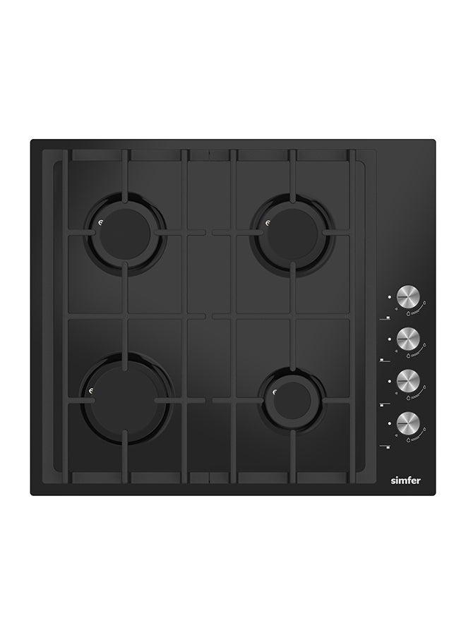 موقد غاز مدمج 60 سم مع 4 شعلات تيكنة سوداء