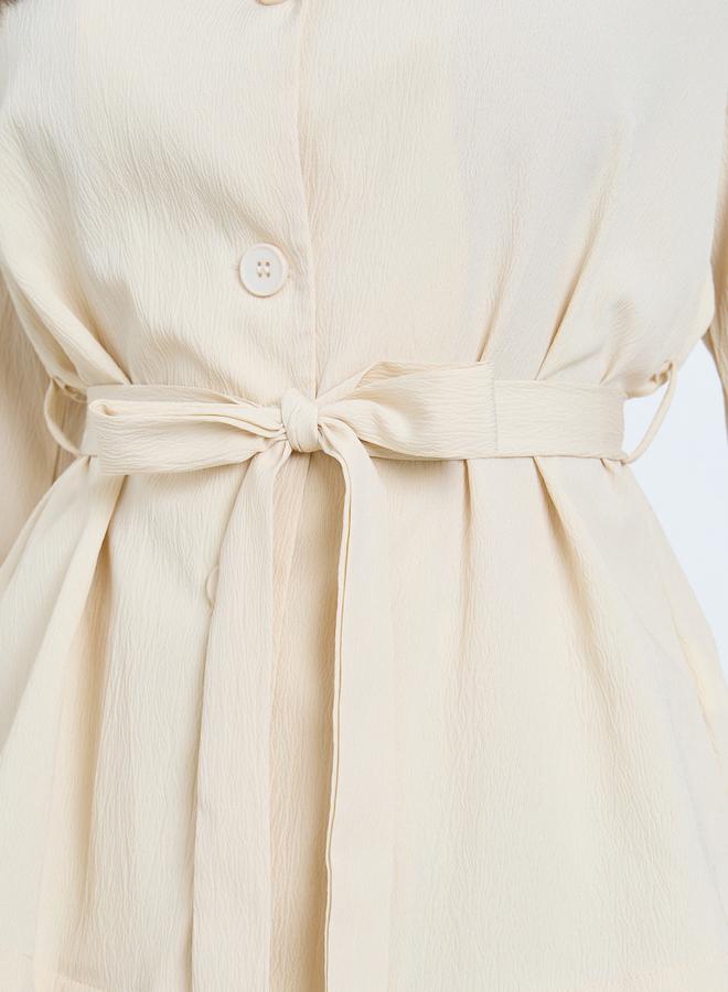 Styli Cream Belted Shirt and Pants Co-Ords - Image 3