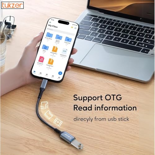 Tukzer Pack of 2, USB Type C to USB 3.0 Nylon Braided Converter and USB to Type C OTG Adapter, USB 3.0, 5 Gbps High-Speed Data Transfer for Laptop, Smartphone, Tablet, Chargers, ipad, MacBook (Grey) - Image 5