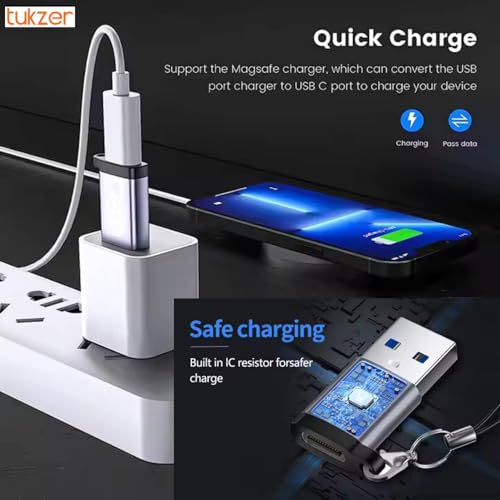 Tukzer Pack of 2, USB Type C to USB 3.0 Nylon Braided Converter and USB to Type C OTG Adapter, USB 3.0, 5 Gbps High-Speed Data Transfer for Laptop, Smartphone, Tablet, Chargers, ipad, MacBook (Grey) - Image 4