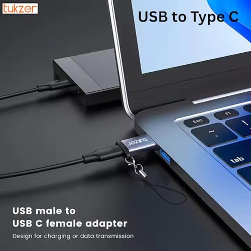Tukzer Pack of 2, USB Type C to USB 3.0 Nylon Braided Converter and USB to Type C OTG Adapter, USB 3.0, 5 Gbps High-Speed Data Transfer for Laptop, Smartphone, Tablet, Chargers, ipad, MacBook (Grey) - Image 2