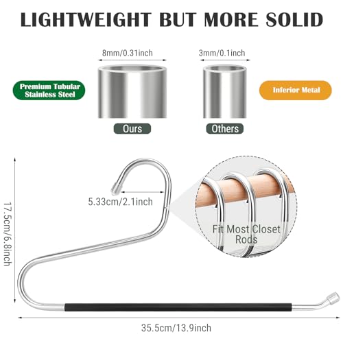 DOIOWN Pants Hangers: 30 Pack Open Ended Space Saving Clothes Hangers for Men Women, Thick Stainless Steel Multi Purpose Non-Slip Hangers for Trousers, Jeans, Towels, Scarf - Image 2