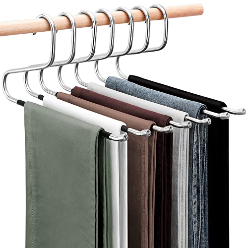 DOIOWN Pants Hangers: 30 Pack Open Ended Space Saving Clothes Hangers for Men Women, Thick Stainless Steel Multi Purpose Non-Slip Hangers for Trousers, Jeans, Towels, Scarf - Image 1