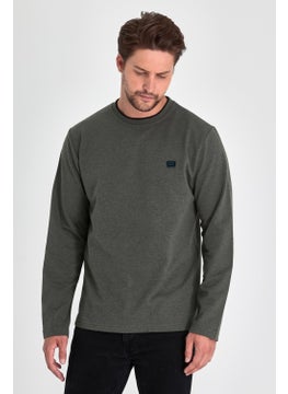 mmetalic Men's Khaki Double Crew Neck Print Detailed Standard Comfortable Cut Sweatshirt  - Image 3