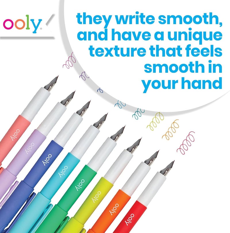 Ooly Color Write Colorful Fountain Pens, Pack of 8 Colored Ink Fountain Pens, Use Refillable Ink Cartridges, Fine Tip for Calligraphy Drawing, Handlettering, School Supplies - Image 3