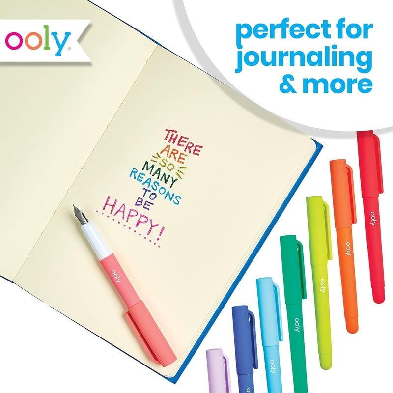 Ooly Color Write Colorful Fountain Pens, Pack of 8 Colored Ink Fountain Pens, Use Refillable Ink Cartridges, Fine Tip for Calligraphy Drawing, Handlettering, School Supplies - Image 5