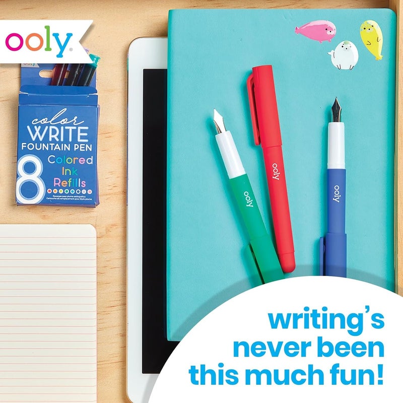 Ooly Color Write Colorful Fountain Pens, Pack of 8 Colored Ink Fountain Pens, Use Refillable Ink Cartridges, Fine Tip for Calligraphy Drawing, Handlettering, School Supplies - Image 4