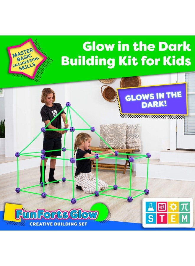 Power Your Fun Fun Forts Glow Fort Building Kit for Kids - 81 Pack Glow in The Dark STEM Building Toys Indoor Outdoor Play Tent for Kids Construction Toys with 53 Rods and 28 Spheres - Image 2