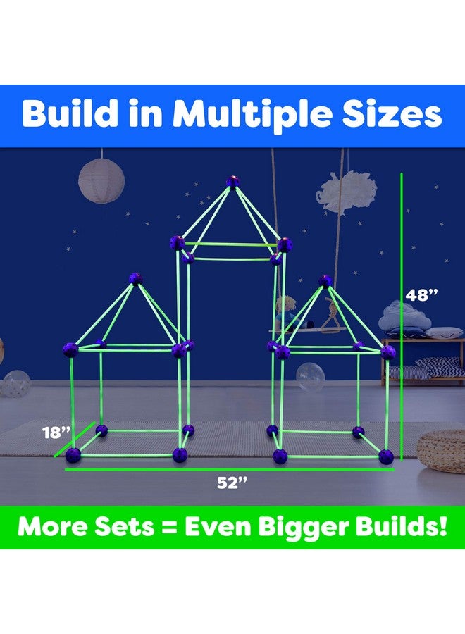 Power Your Fun Fun Forts Glow Fort Building Kit for Kids - 81 Pack Glow in The Dark STEM Building Toys Indoor Outdoor Play Tent for Kids Construction Toys with 53 Rods and 28 Spheres - Image 5