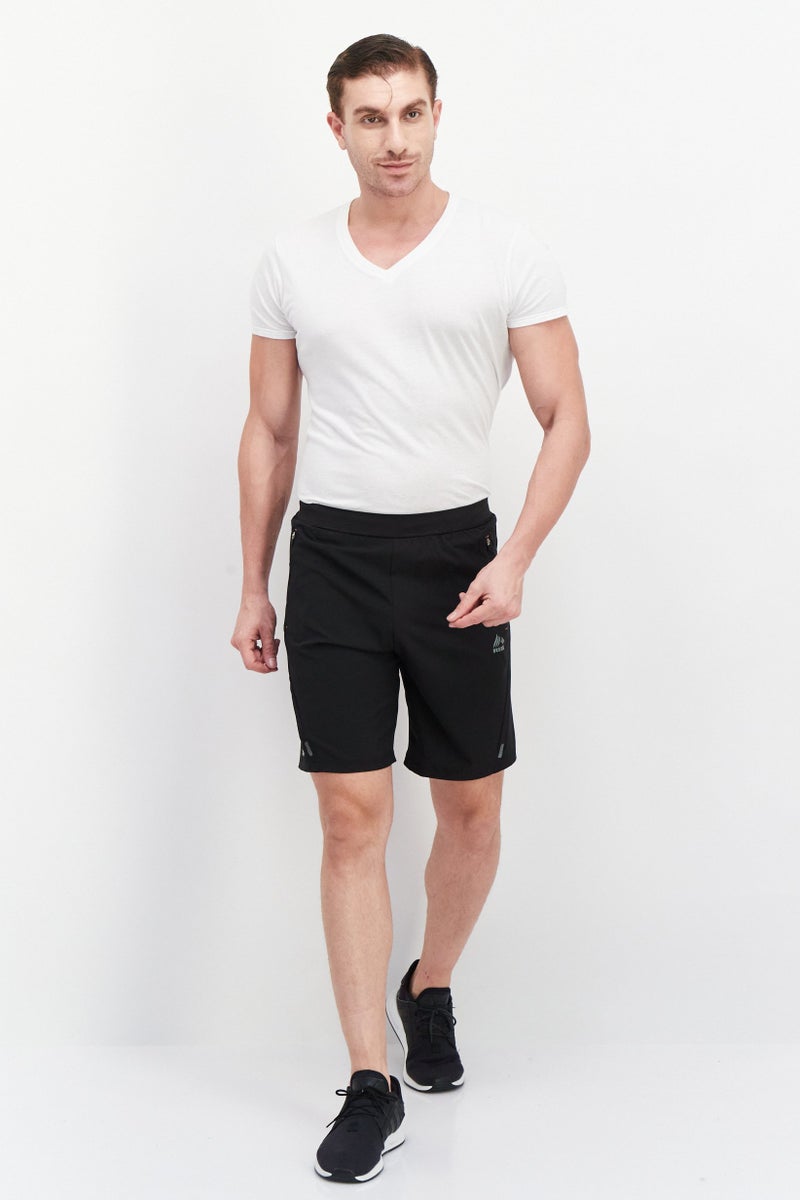 RBX شورتات تدريب رياضية للرجال بشعار العلامة التجارية، أسود - Image 4